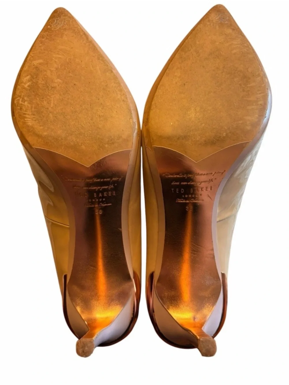 TED BAKER London NUDE KAAWA BEIGE LEATHER STILETTO 4” HEEL  STYLE 06774 US SZ 8